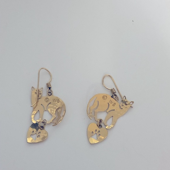 Vintage Wild Bryce 14K GF Cat Dangle Earrings - Picture 5 of 5